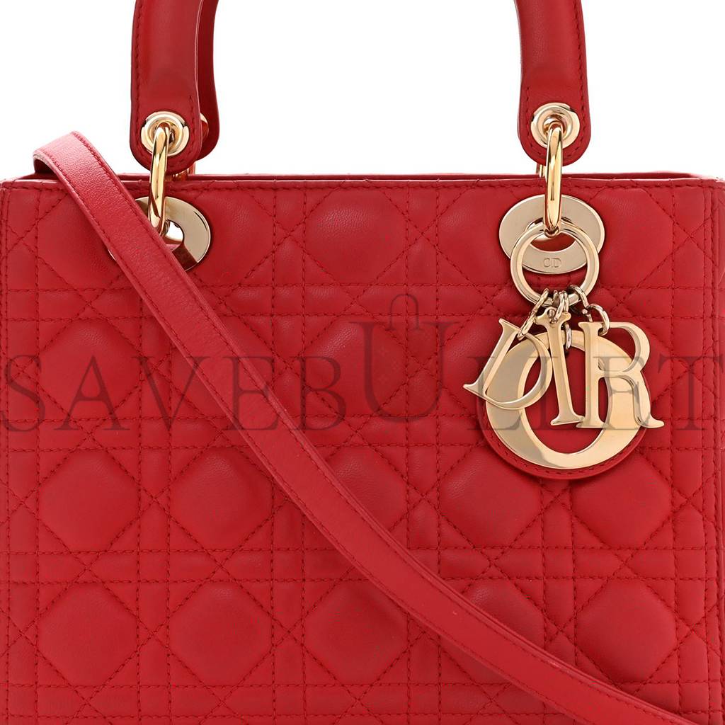 D*or lambskin cannage medium lady D*or red (23*20*12.1cm)