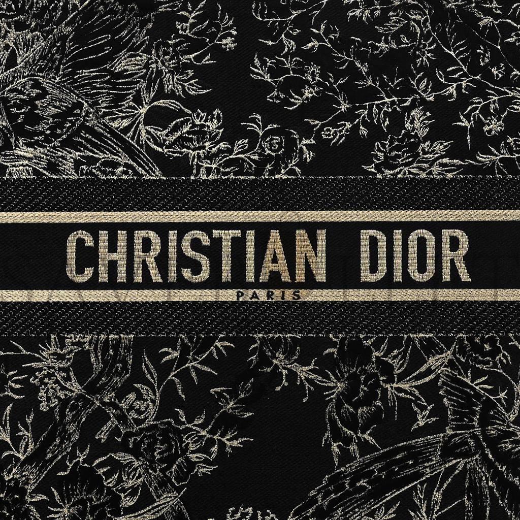 D*or velvet embroidered large book tote black gold (42*34*16.5cm)