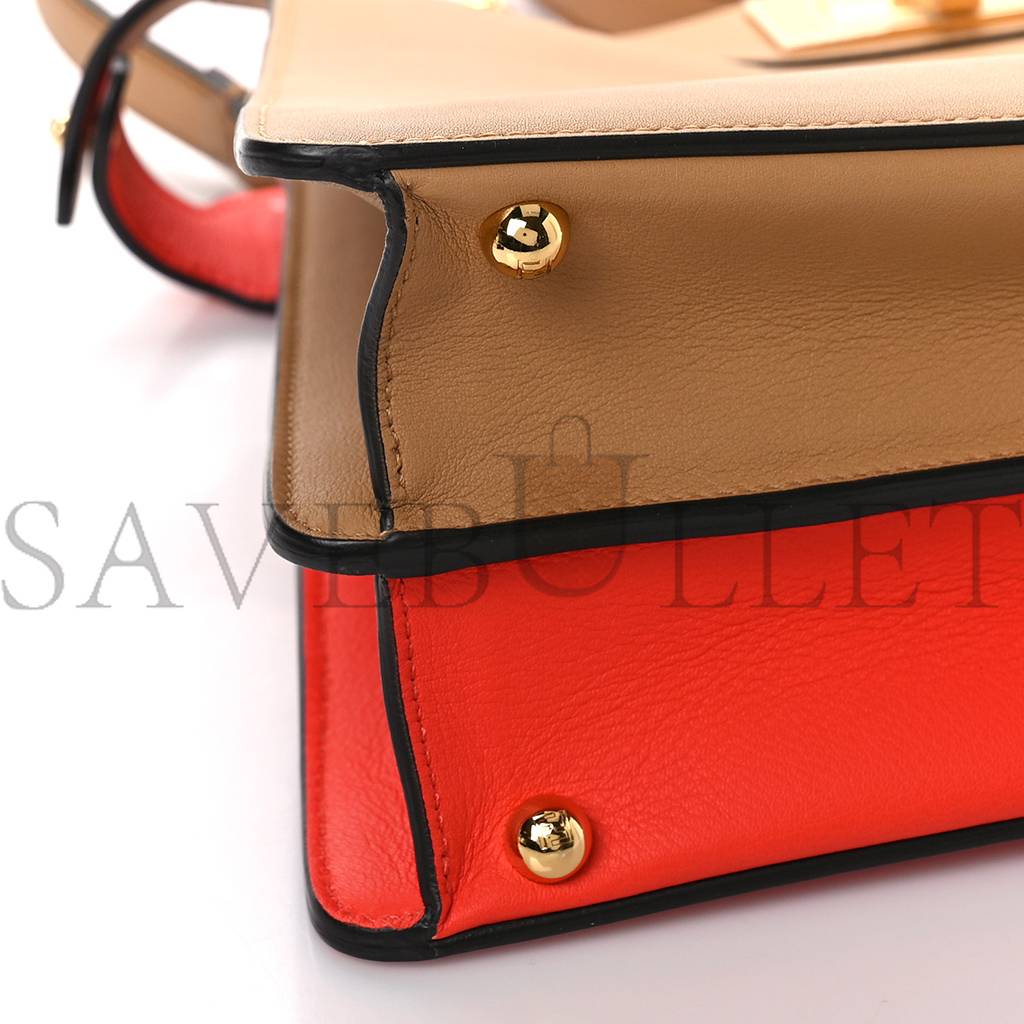 F**di vitello seta nappa plexiglass bi-color medium peekaboo i see u satchel miele scuro tulipano (33*25*13cm)