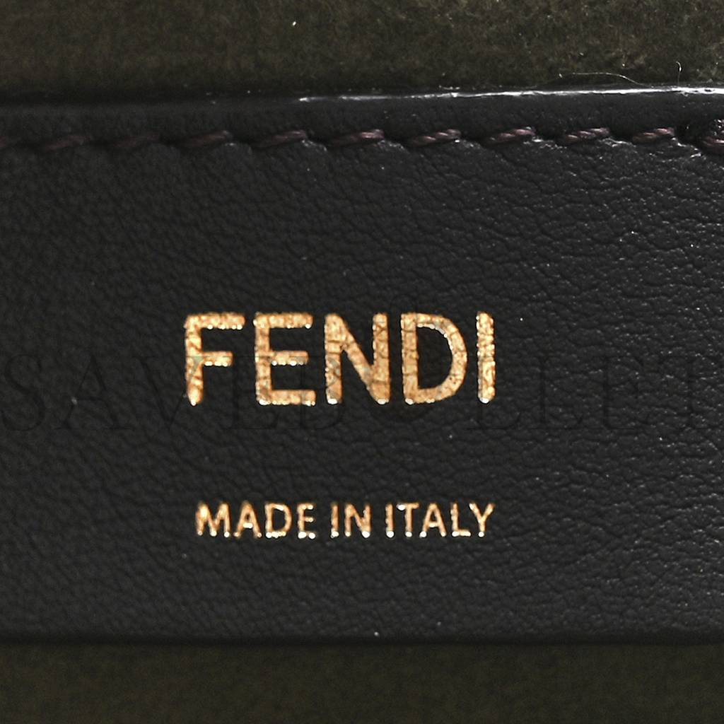 F**di chenille vitello king plexiglass ff mini by the way top handle boston bag tortora nuvola (17*11*8cm)