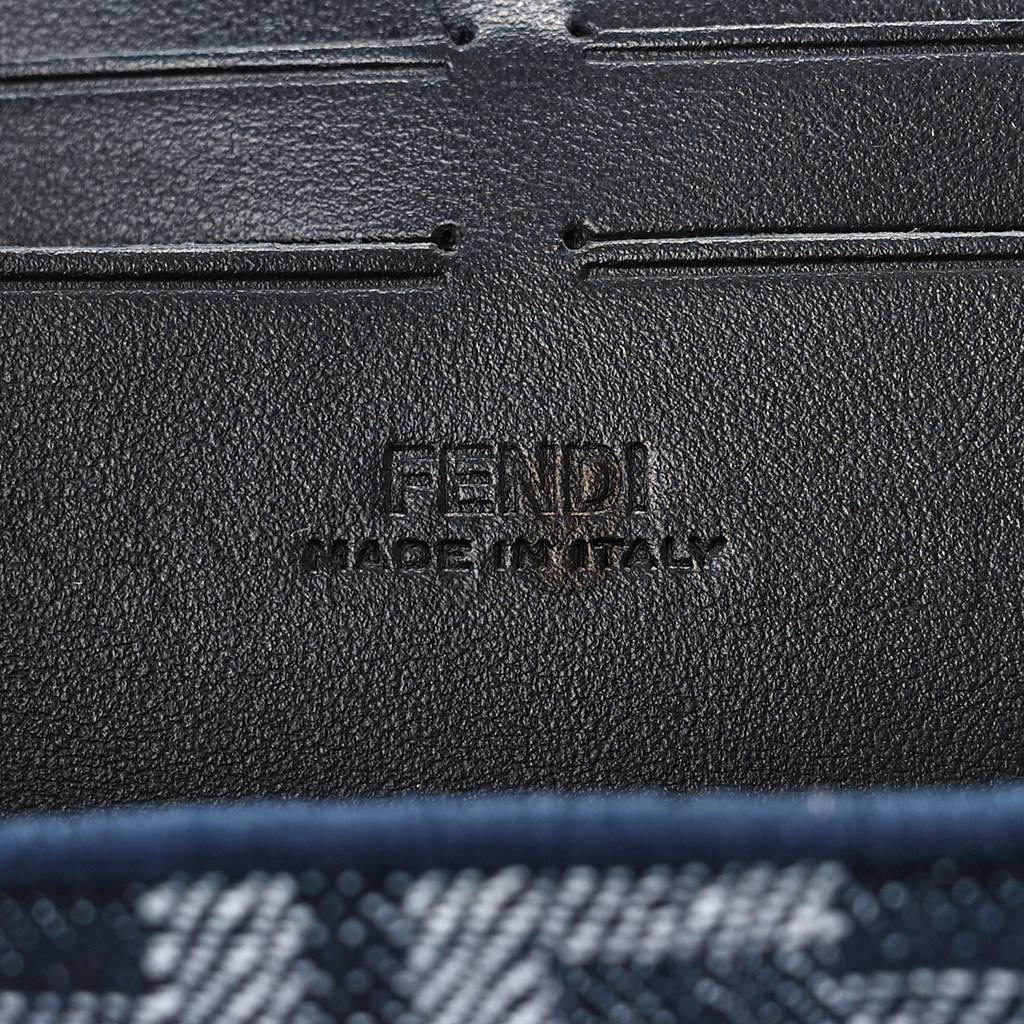 FE*DI FABRIC JACQUARD REACTIVE JEAN DENIM VITELLO COVER FF BAGUETTE SOFT TRUNK BLUE BLACK (21*12*6cm