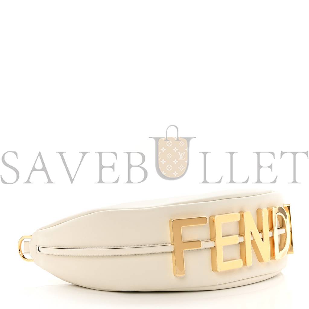 F**di vitello grace matte small F**digraphy hobo bag white ice (28*21*8cm)